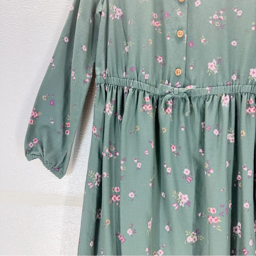 OshKosh Girls Floral Prairie Dress Size 8 Green Boho Cottagecore‎